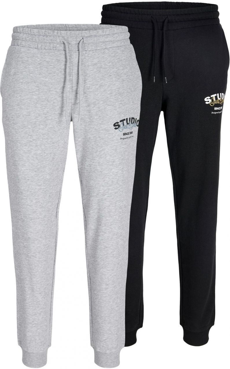 JACK & JONES Športové nohavice 'JJJpstgordon Yuki'  tmavomodrá / sivá melírovaná / čierna