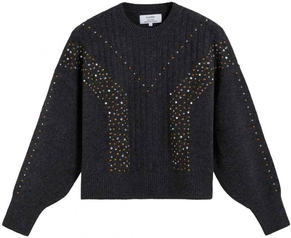 Scalpers Sveter  bronzová / tmavosivá / strieborná