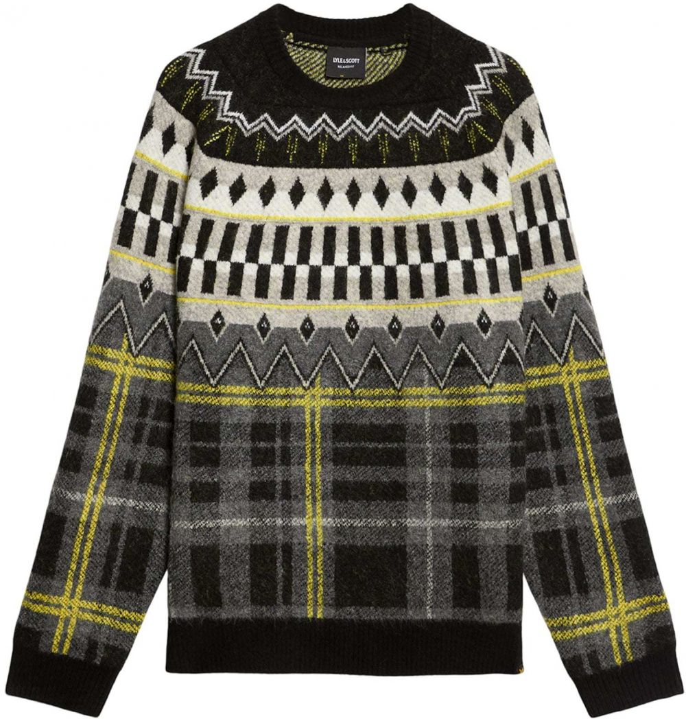 Lyle & Scott Sveter 'Fair Isle'  limetková / sivá / čierna / biela