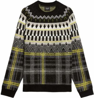 Lyle & Scott Sveter 'Fair Isle'  limetková / sivá / čierna / biela