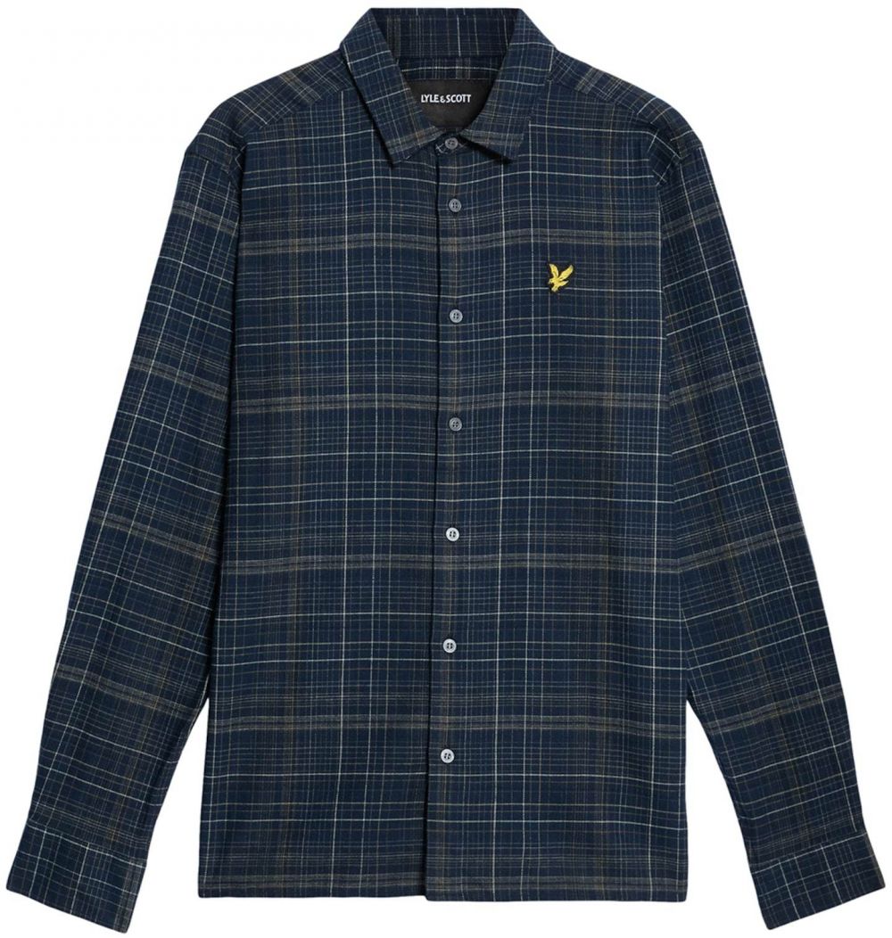 Lyle & Scott Košeľa  tmavomodrá / zelená / šedobiela