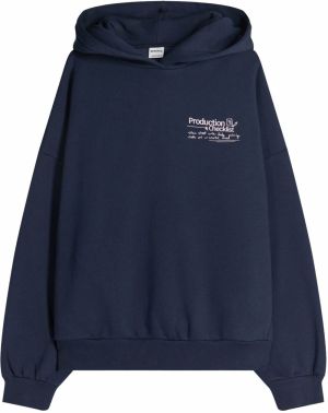 Bershka Mikina  námornícka modrá / orgovánová / biela