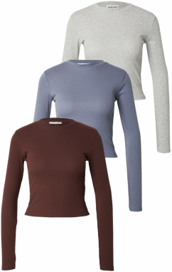 studioselect Tričko 'Caya'  modrosivá / tmavohnedá / sivá melírovaná