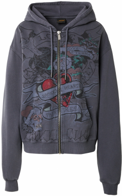 Ed Hardy Tepláková bunda  čadičová / tmavozelená / červená / čierna