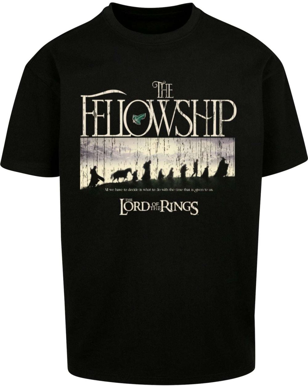 Merchcode Tričko 'Lord of the Rings - Fellowship'  horčicová / čierna