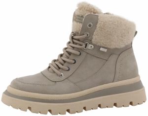 TOM TAILOR Šnurovacie členkové čižmy  svetlobéžová / tmavošedá