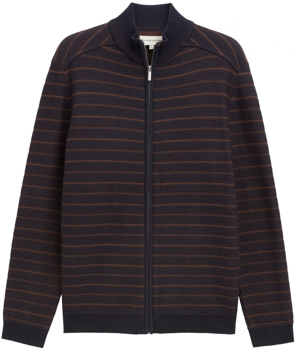 TOM TAILOR Kardigán  námornícka modrá / hnedá