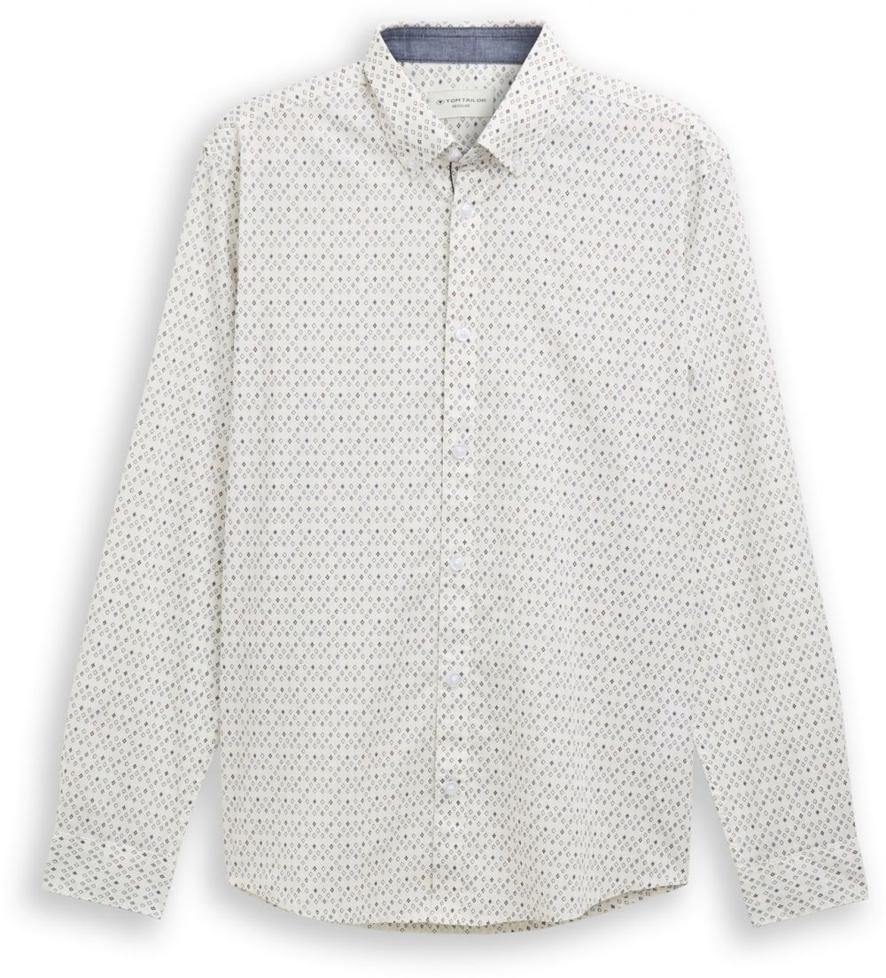 TOM TAILOR Košeľa  námornícka modrá / čokoládová / biela