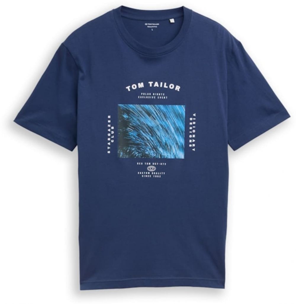 TOM TAILOR Tričko  azúrová / enciánová / čierna / biela