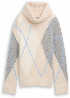 TOM TAILOR Sveter  béžová / svetlobéžová / svetlomodrá / sivá