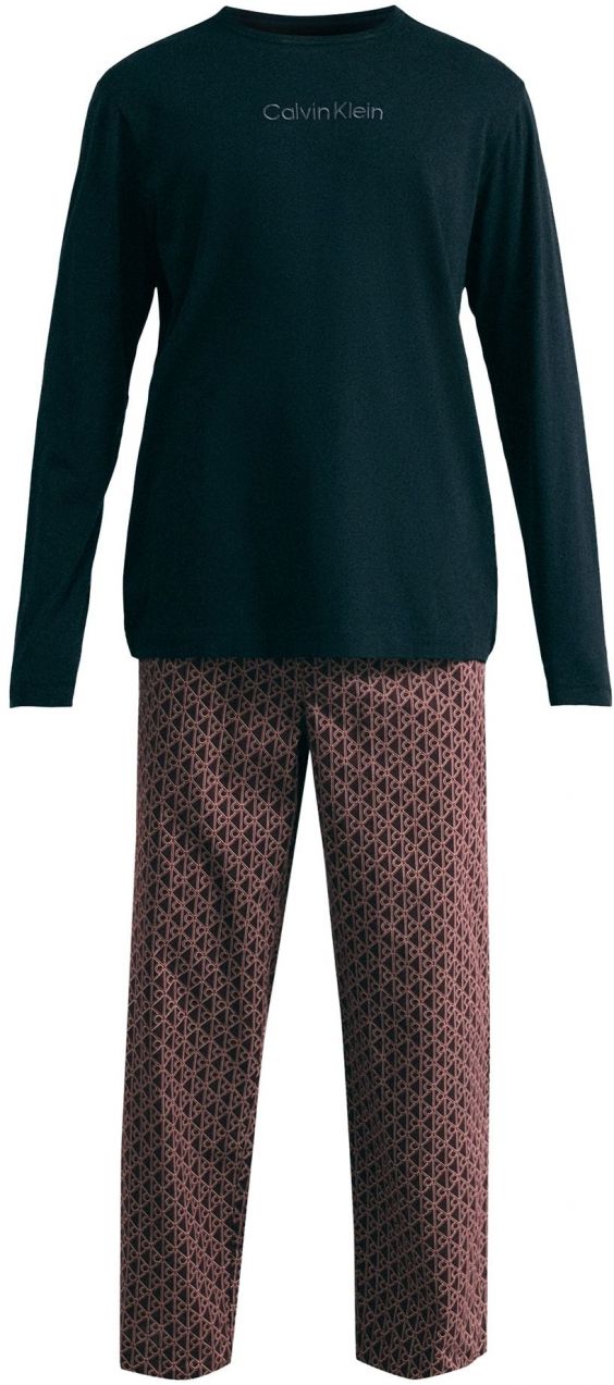 Calvin Klein Underwear Dlhé pyžamo  čokoládová / čierna / biela