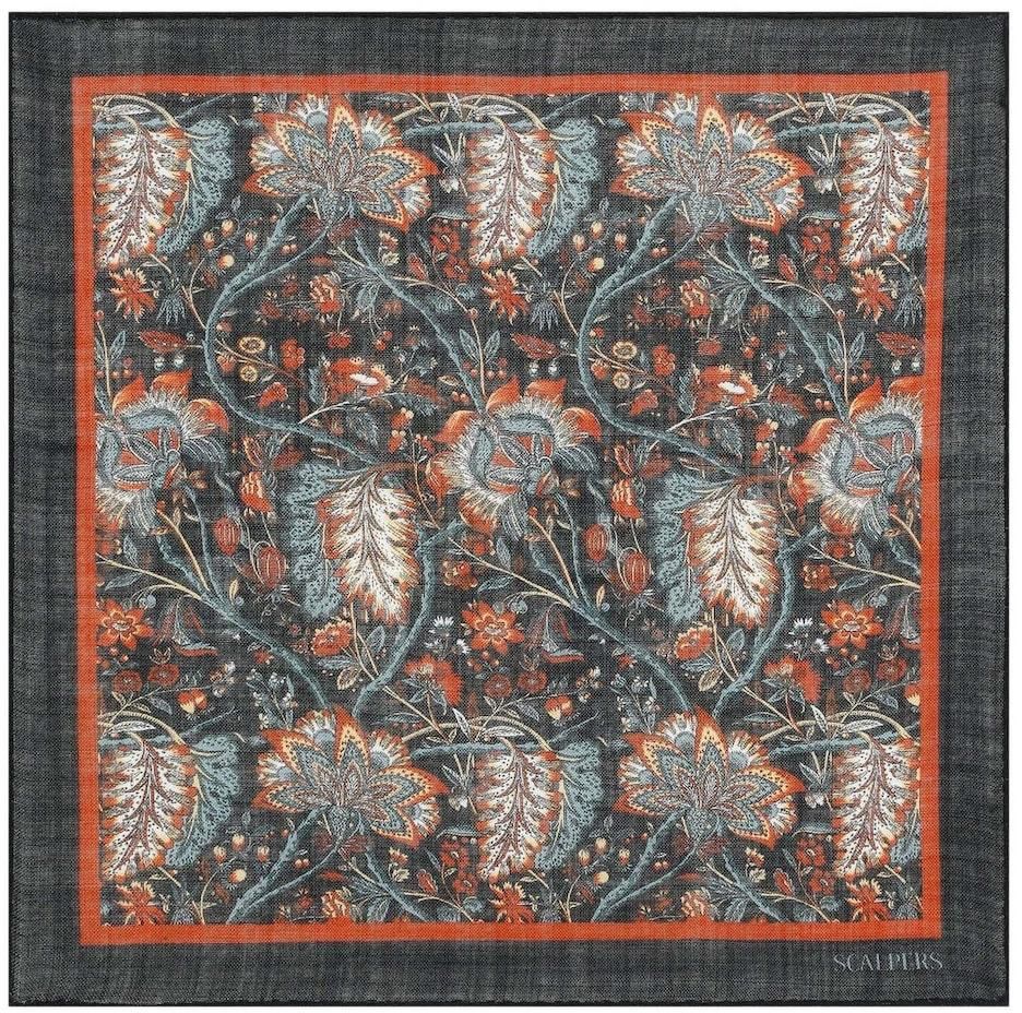 Scalpers Šatka 'Winter Flower'  námornícka modrá / pastelovo žltá / oranžová / biela