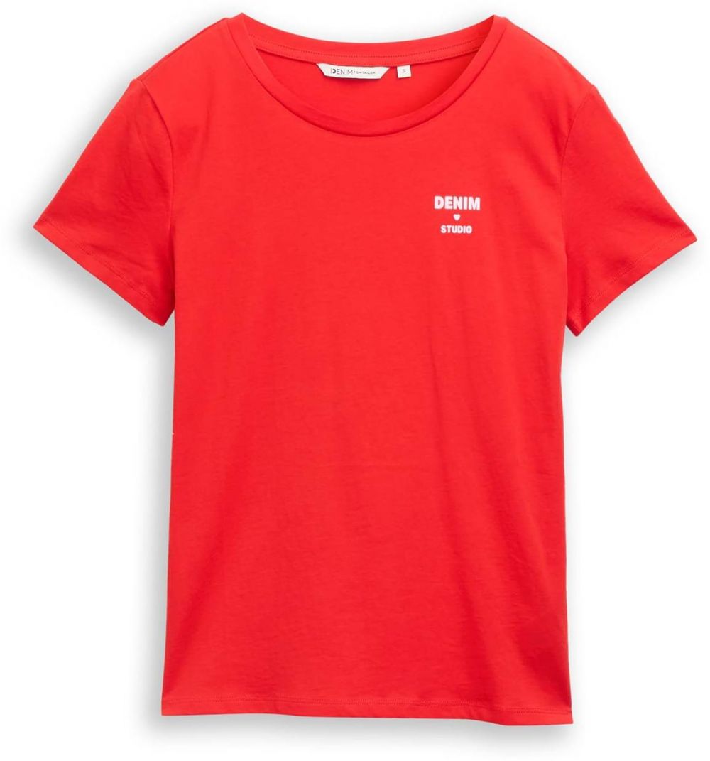 TOM TAILOR DENIM Tričko  červená / biela