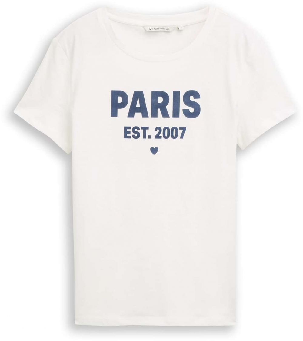 TOM TAILOR DENIM Tričko  dymovo modrá / šedobiela