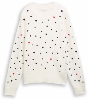 TOM TAILOR DENIM Sveter  červená / čierna / biela