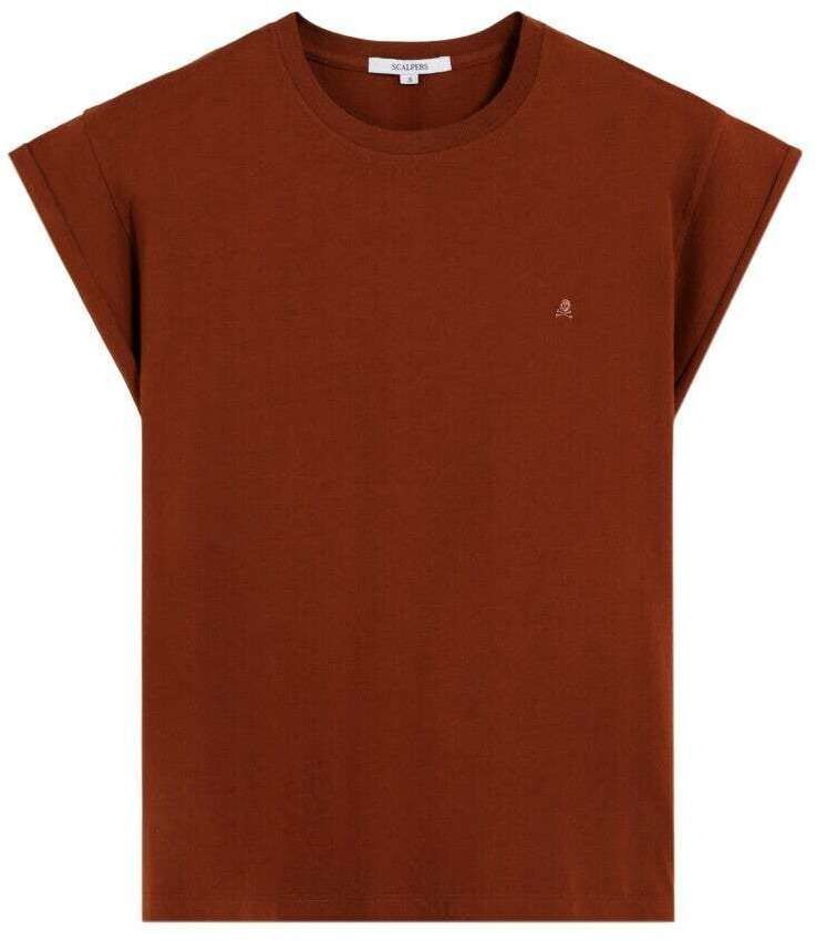 Scalpers Tričko 'Scplainskull'  tmavočervená