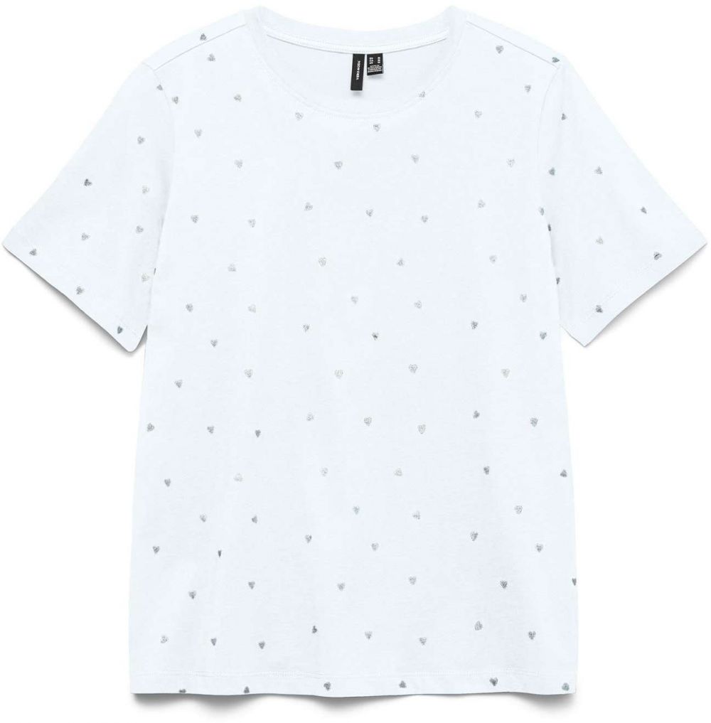 VERO MODA Tričko 'VMPAULINA'  strieborná / biela