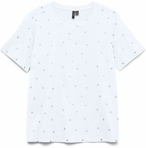 VERO MODA Tričko 'VMPAULINA'  strieborná / biela