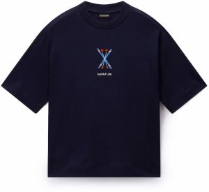 NAPAPIJRI Tričko 'Irto'  námornícka modrá / svetlomodrá / oranžová / biela