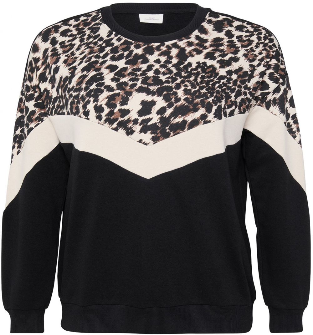 ONLY Carmakoma Mikina 'CARLEOBLOCK'  hnedá / čierna / biela