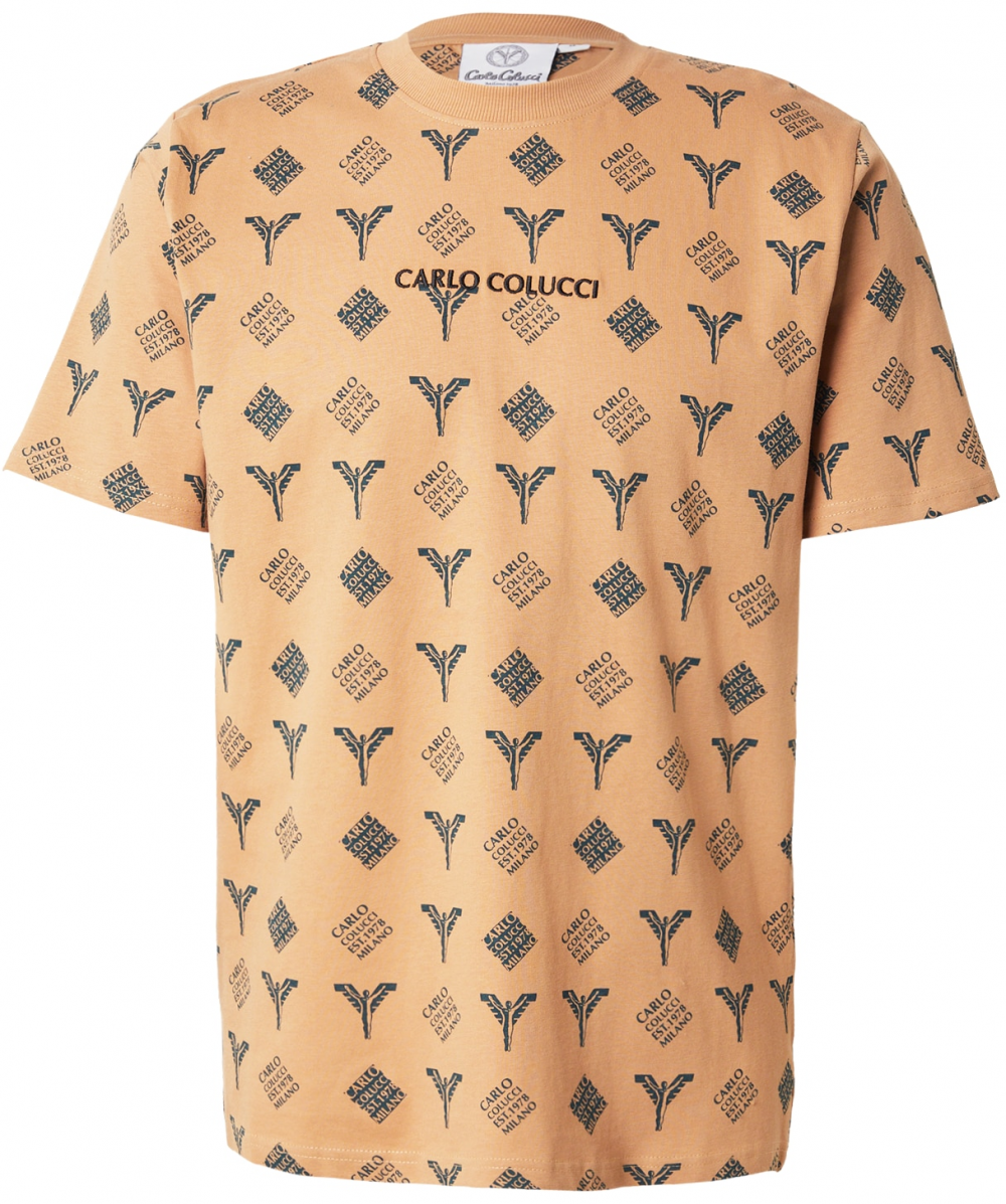 Carlo Colucci Tričko 'Falchi'  farba ťavej srsti / námornícka modrá / čierna