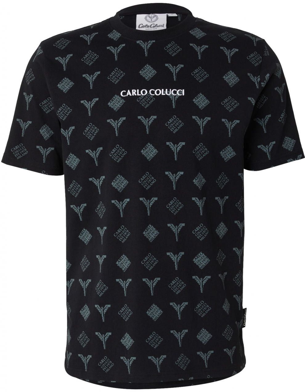 Carlo Colucci Tričko 'Falchi'  pastelovo zelená / čierna / biela