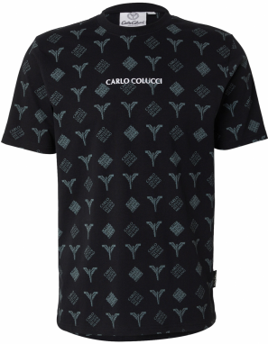 Carlo Colucci Tričko 'Falchi'  pastelovo zelená / čierna / biela