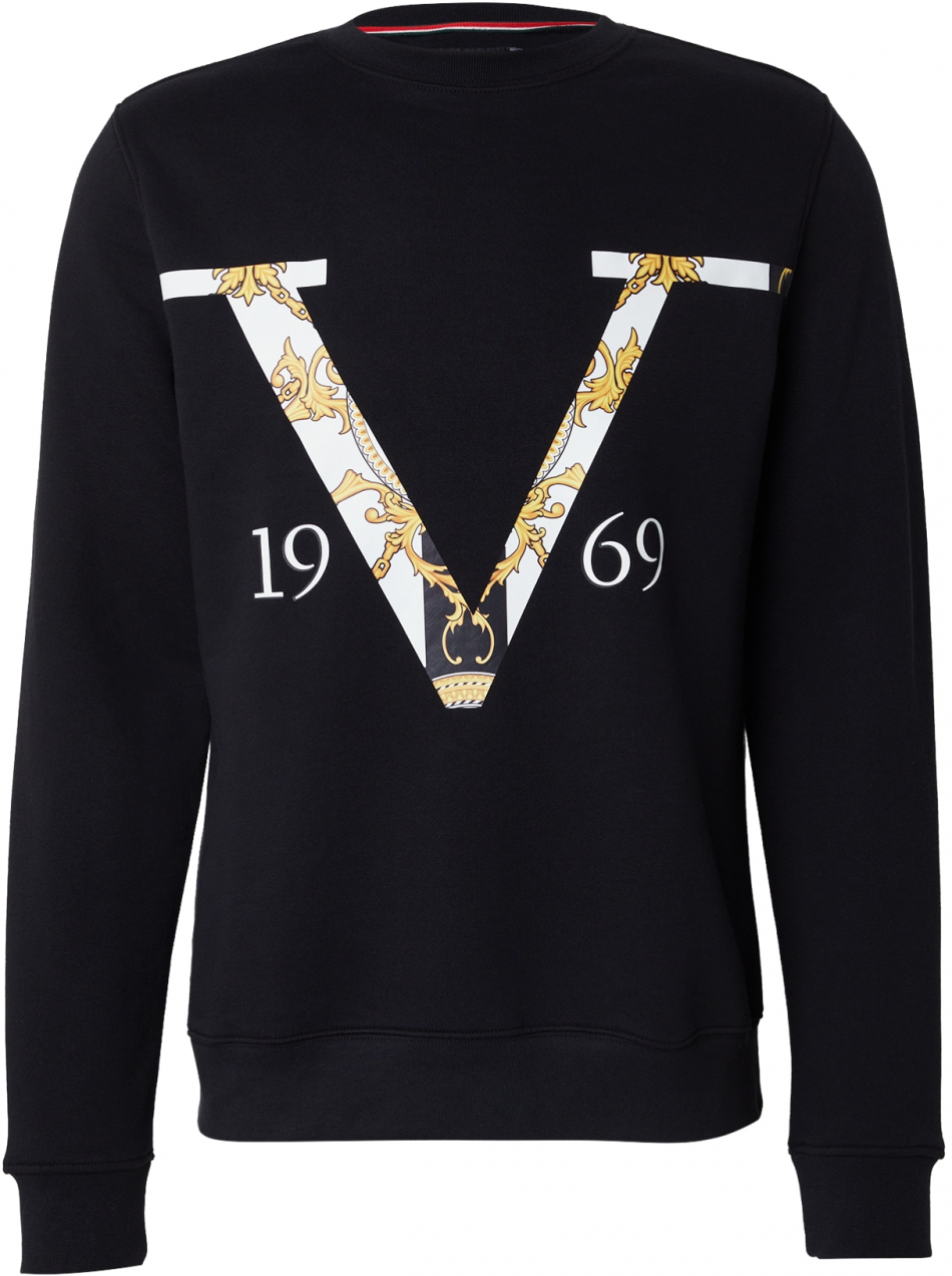 19V69 ITALIA Mikina 'Nico Old Baroque'  žltá / čierna / biela