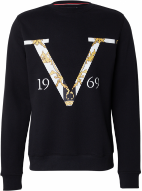 19V69 ITALIA Mikina 'Nico Old Baroque'  žltá / čierna / biela