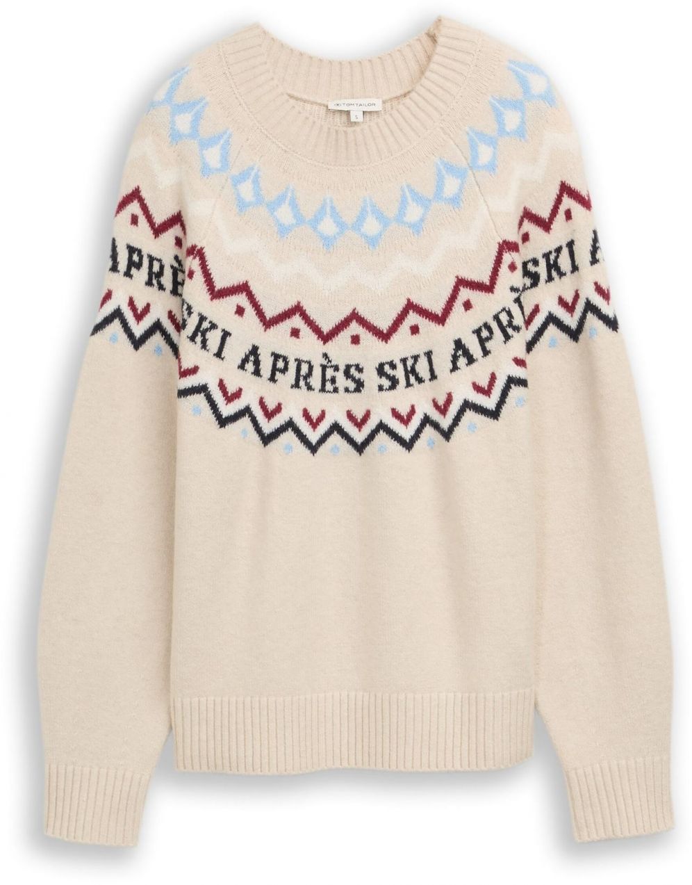 TOM TAILOR Sveter  béžová / svetlomodrá / vínovo červená / čierna