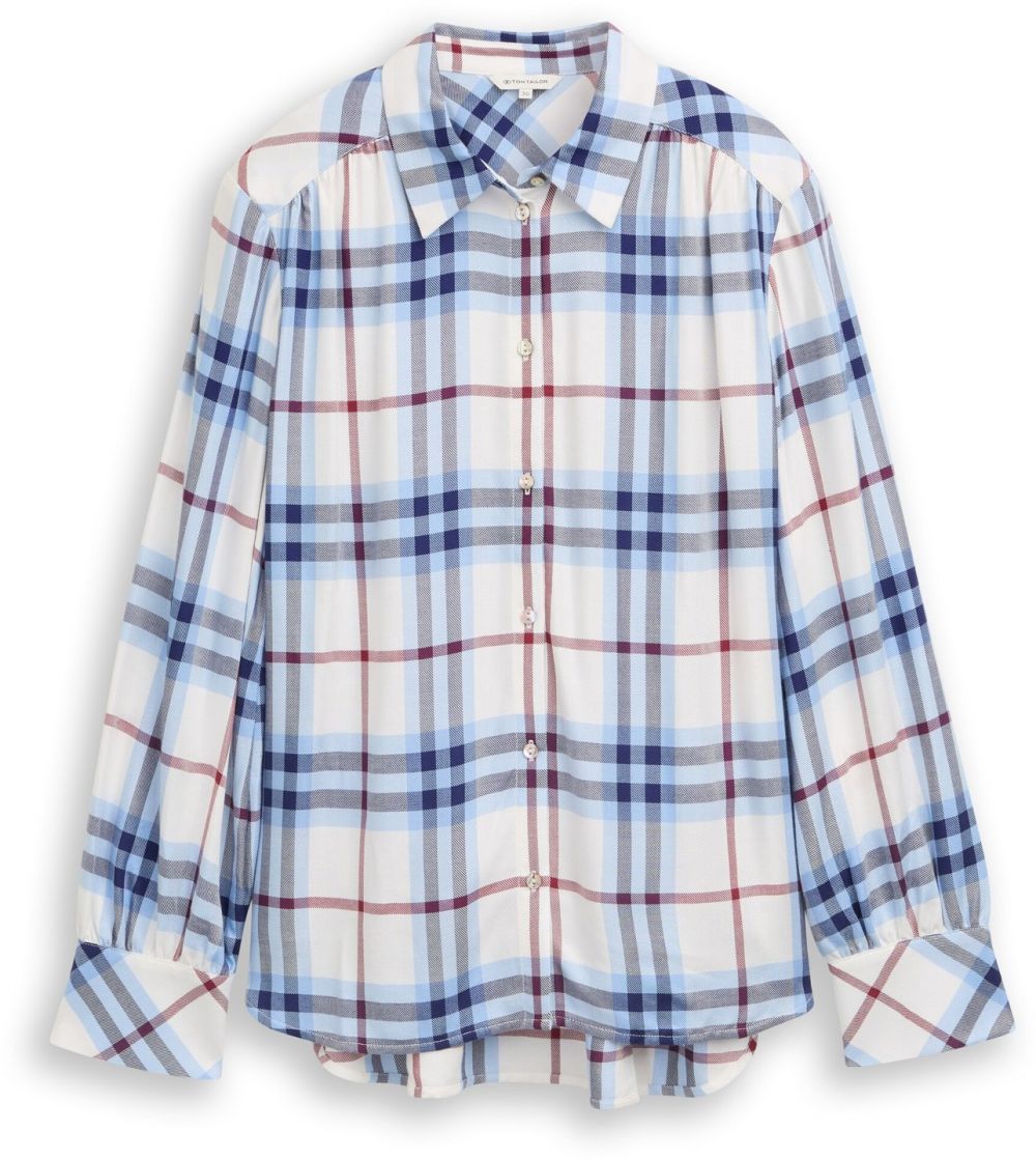 TOM TAILOR Blúzka  námornícka modrá / svetlomodrá / rubínová / šedobiela