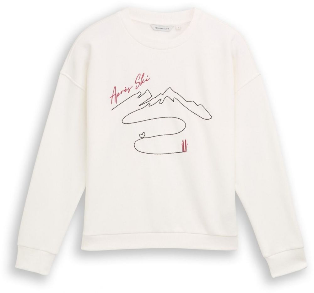 TOM TAILOR Mikina  purpurová / čierna / biela