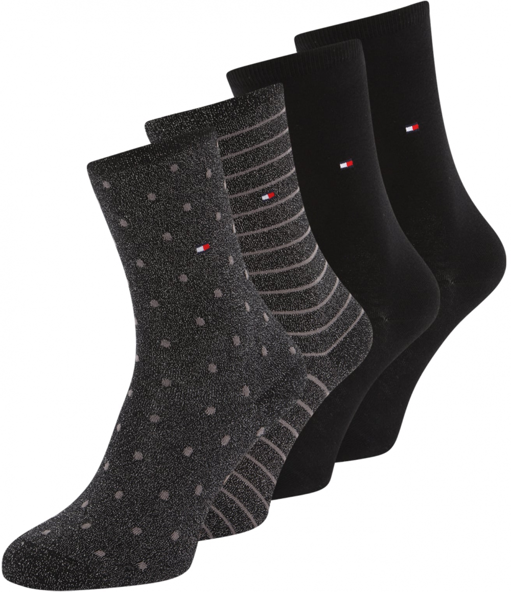 Tommy Hilfiger Underwear Ponožky  sivá melírovaná / červená / čierna / biela