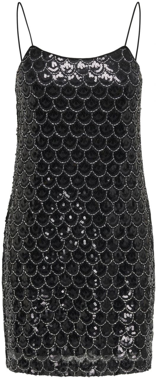 Only Petite Kokteilové šaty 'ONLBRIELLE'  čierna / strieborná