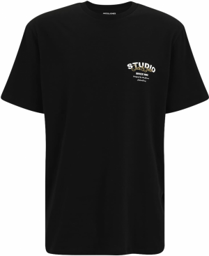 Jack & Jones Plus Tričko 'JJYUKI'  horčicová / čierna / biela