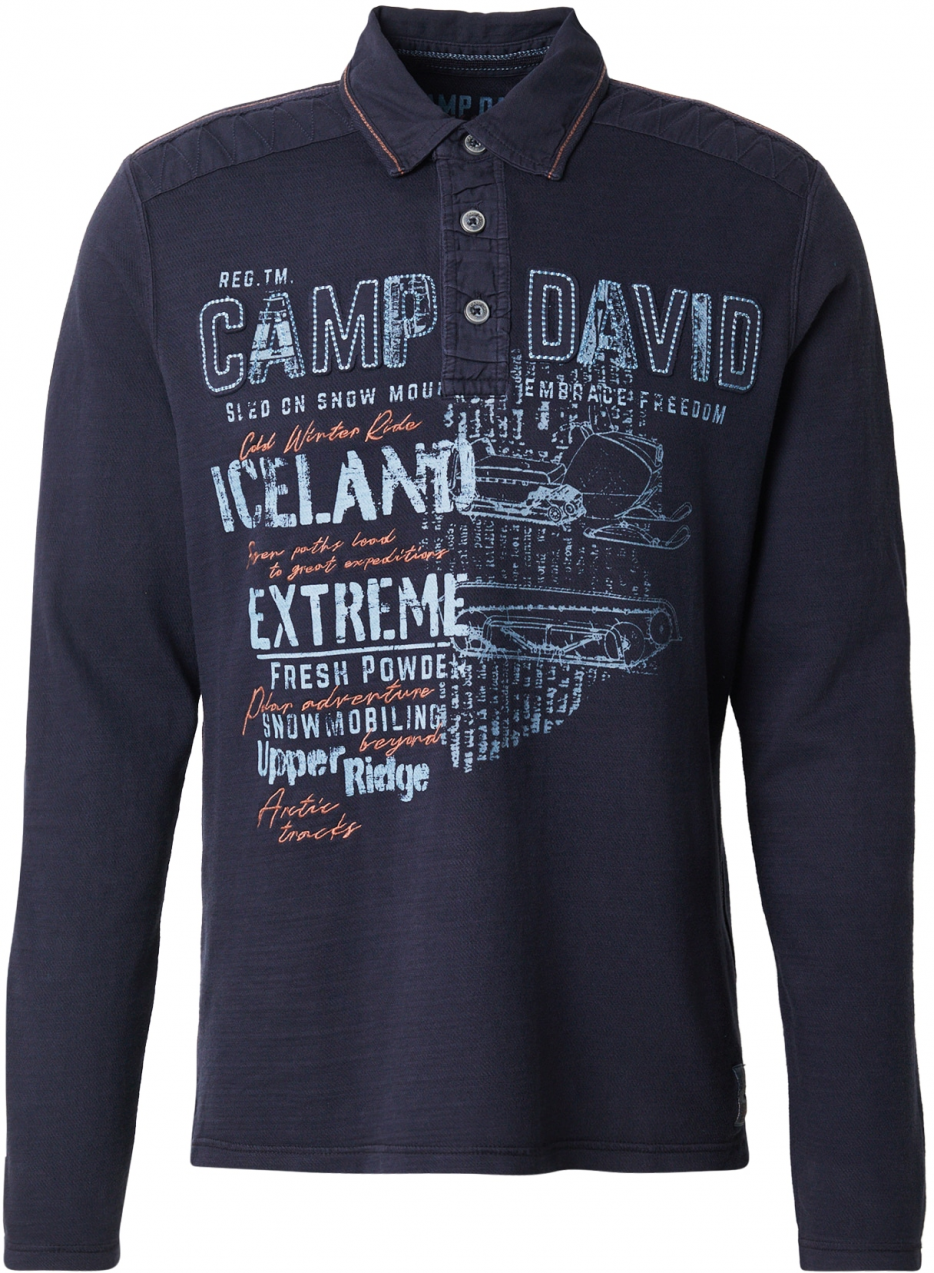 CAMP DAVID Tričko  námornícka modrá / svetlomodrá / svetločervená