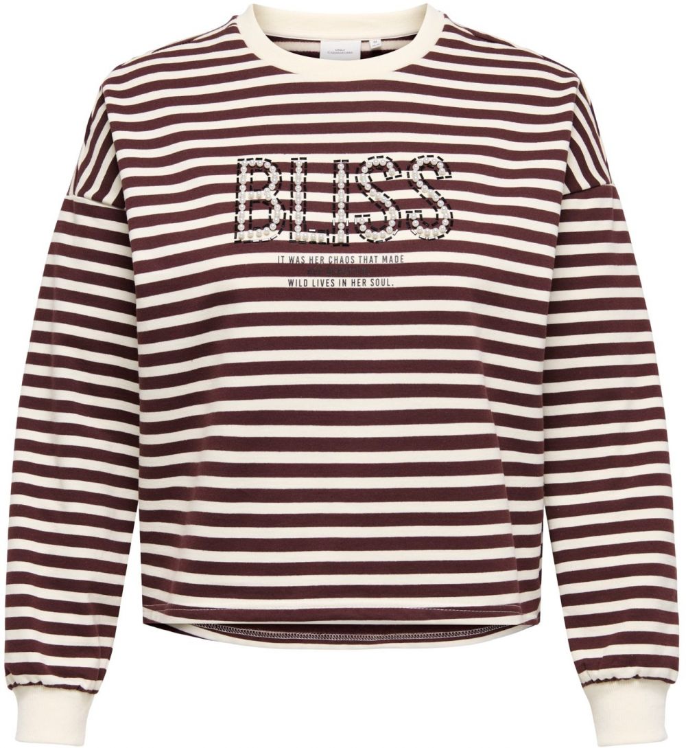 ONLY Carmakoma Mikina 'CARLIZA'  krémová / čokoládová / čierna / perlovo biela