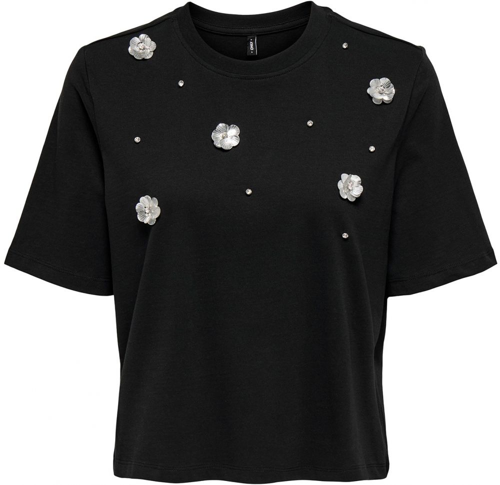 ONLY Tričko 'ONLSILVIA'  čierna / strieborná