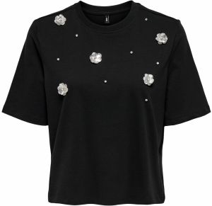 ONLY Tričko 'ONLSILVIA'  čierna / strieborná