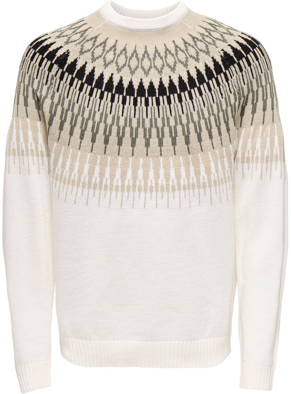 Only & Sons Sveter 'ONSTERRY'  béžová / sivá / čierna / biela