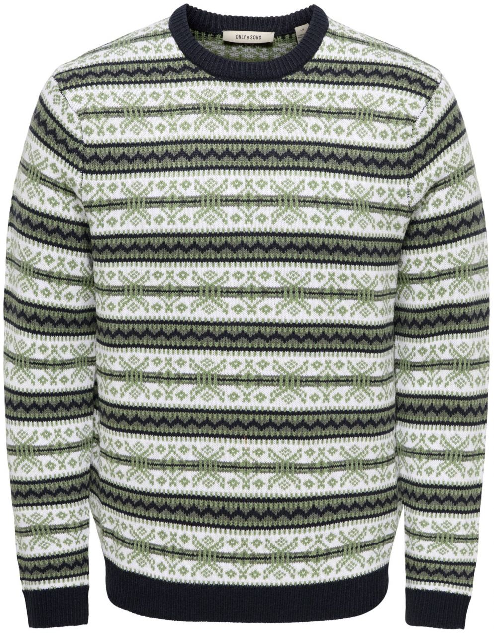 Only & Sons Sveter 'ONSHARRY'  tmavomodrá / svetlozelená / biela
