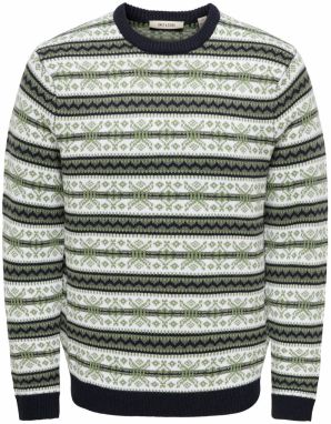 Only & Sons Sveter 'ONSHARRY'  tmavomodrá / svetlozelená / biela