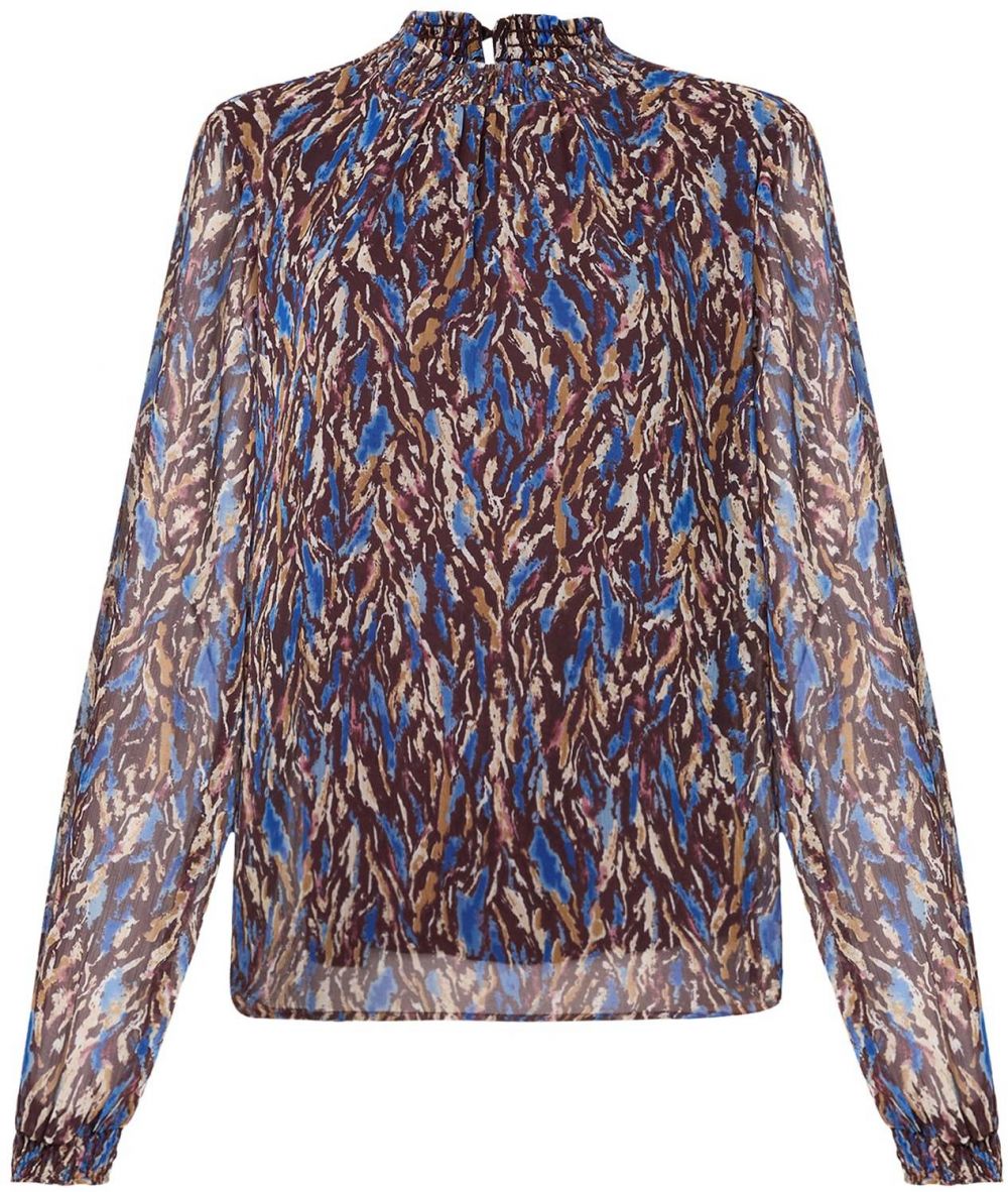 VILA Blúzka 'VIFALIA'  nebielená / kráľovská modrá / karamelová / tmavohnedá