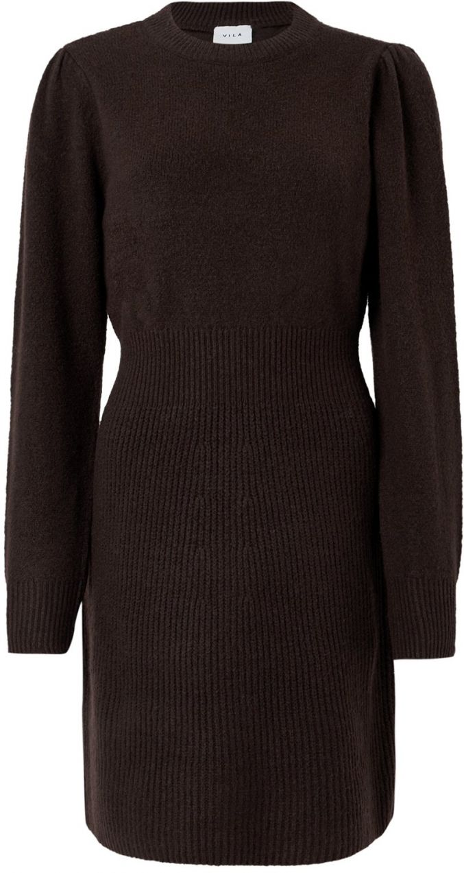 VILA Pletené šaty  čokoládová