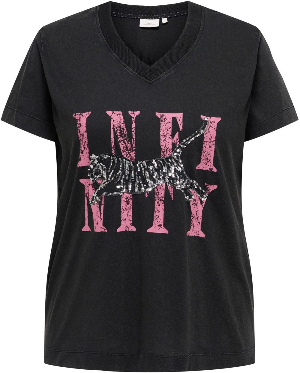 ONLY Carmakoma Tričko 'CARMILLE'  svetloružová / čierna / strieborná