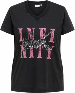 ONLY Carmakoma Tričko 'CARMILLE'  svetloružová / čierna / strieborná