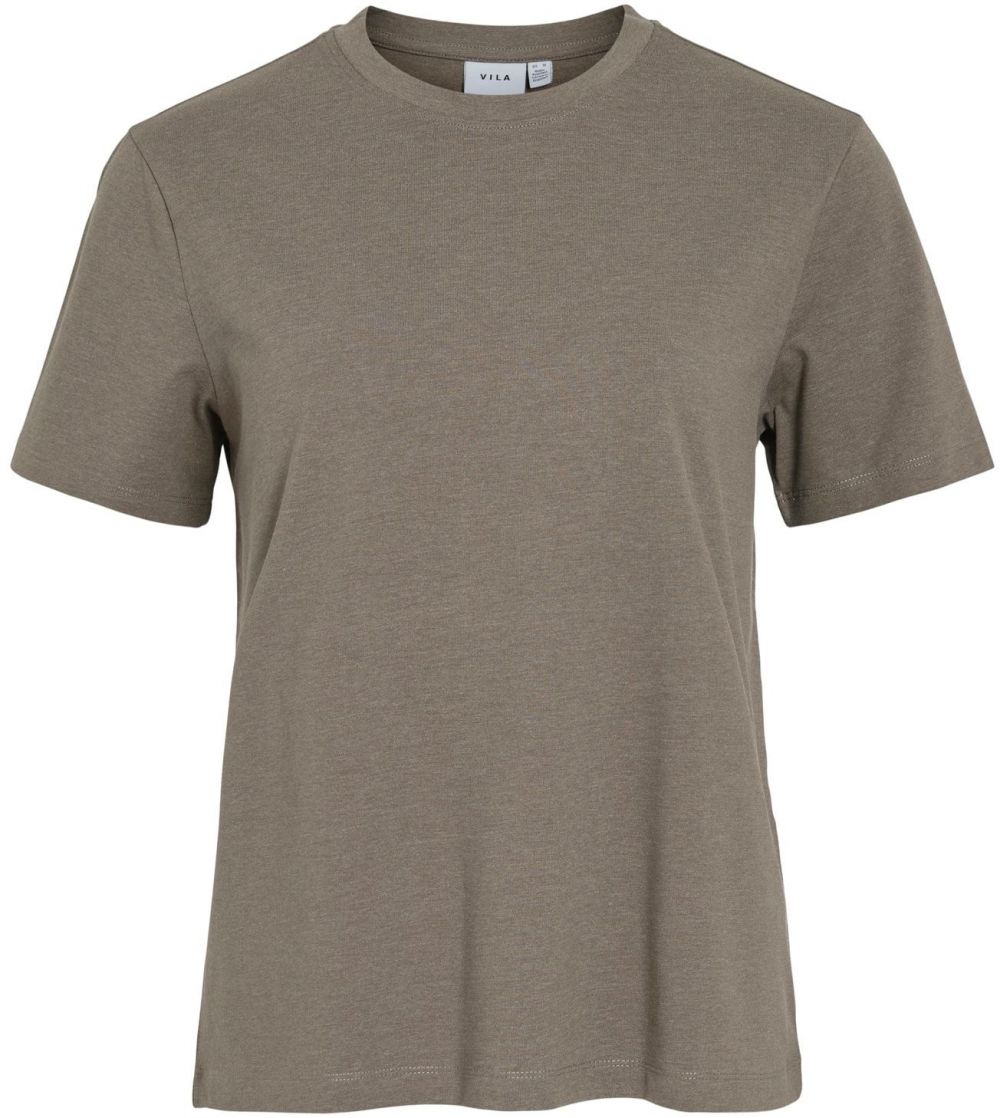 VILA Tričko 'VINORA'  hnedá melírovaná