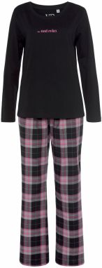 VIVANCE Pyžamo  ružová / čierna / čierna melírovaná / šedobiela