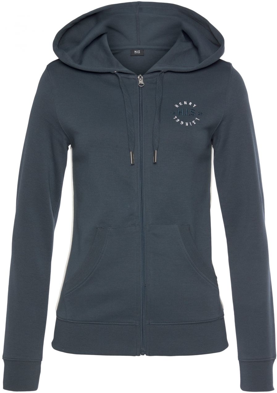 H.I.S Tepláková bunda  jedľová / čierna / biela