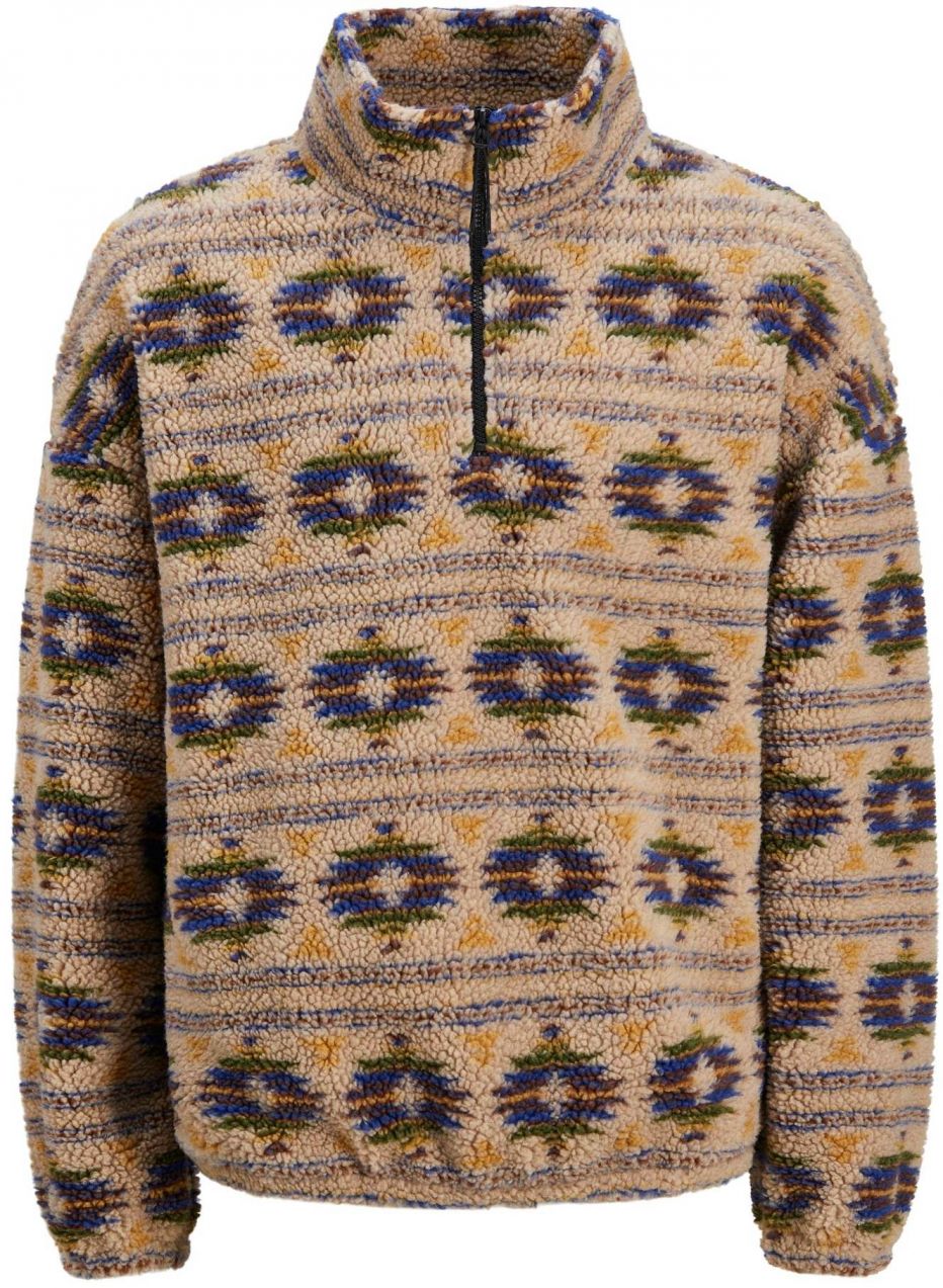 JACK & JONES Sveter 'Diamond'  tmavobéžová / tmavomodrá / tmavožltá / trávovo zelená